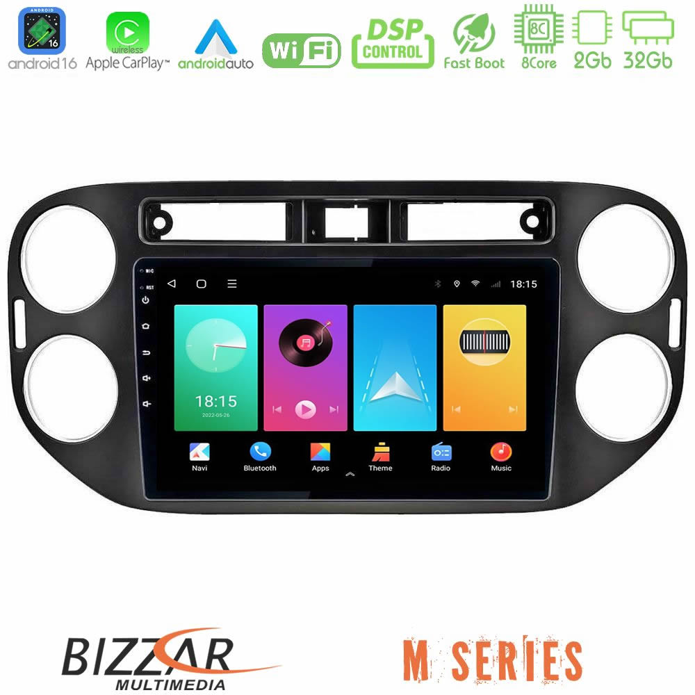 Bizzar M Series 8Core Android16 2+32GB  VW Tiguan Navigation Multimedia Tablet 9" (23mm alarm button)