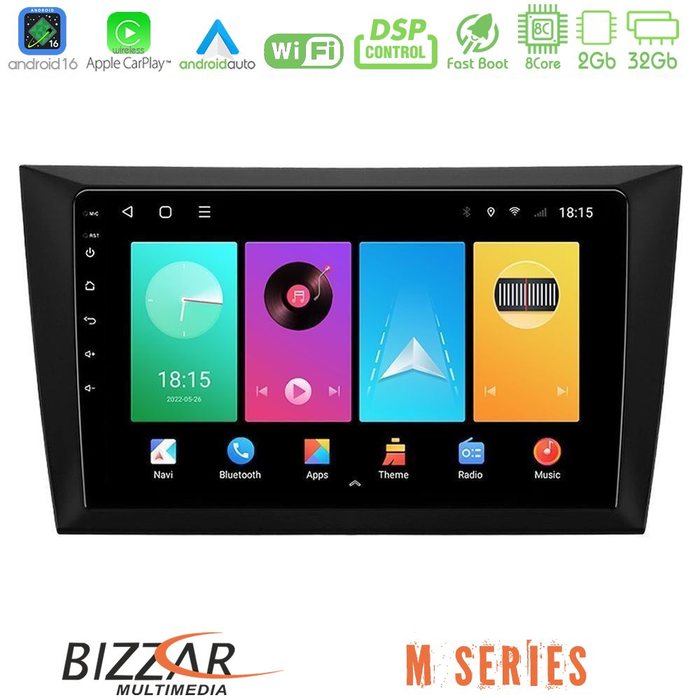 Bizzar M Series 8Core Android16 2+32GB  Vw Golf 6 Navigation Multimedia Tablet 9"
