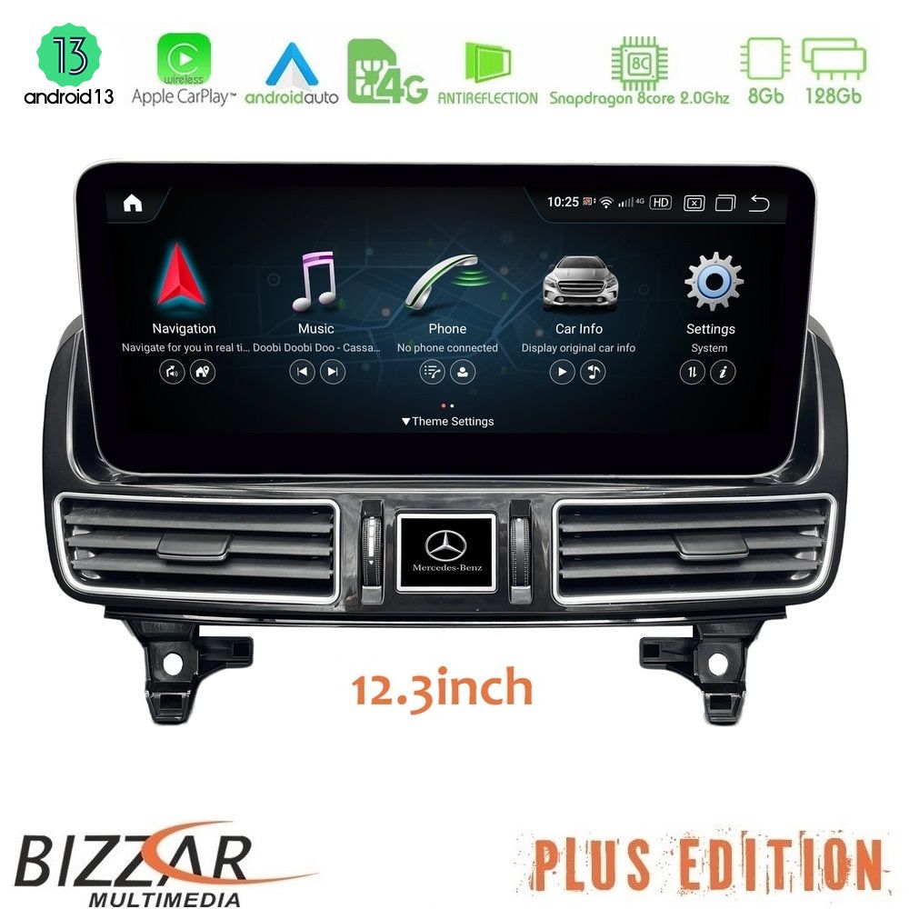 Bizzar Plus Edition Mercedes ML Class (X166) NTG4.5 Android13 8Core (8+128GB) Navigation Multimedia 12.3" Anti-reflection