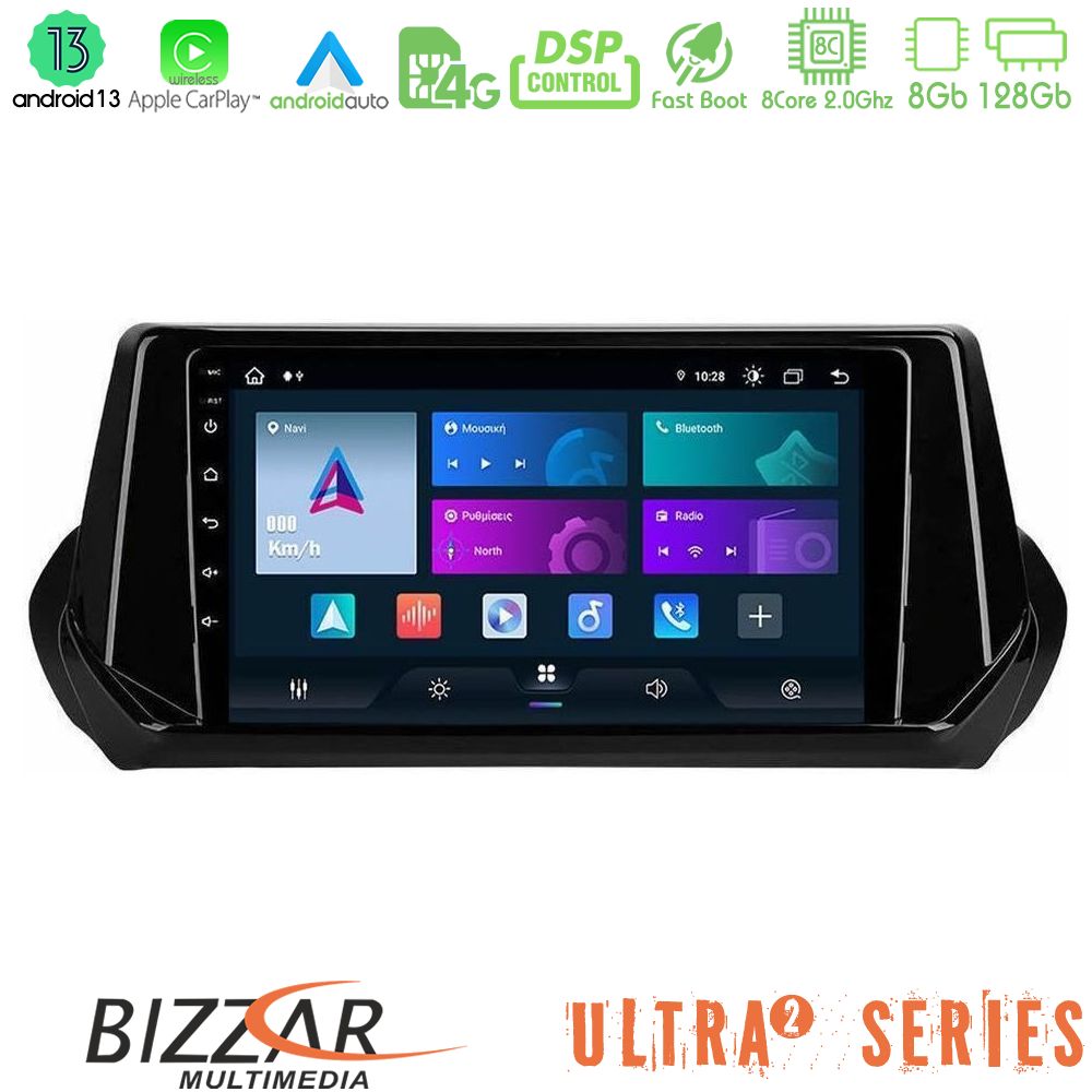 Bizzar Ultra Series Peugeot 208/2008 2019-2023 8Core Android13 8+128GB Navigation Multimedia Tablet 9"