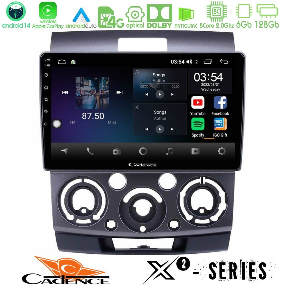 Cadence X2 Series 8Core Android14 6+128GB  Ford Ranger/Mazda BT50 Navigation Multimedia Tablet 9"
