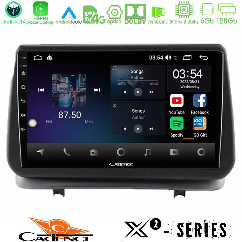 Cadence X2 Series 8Core Android14 6+128GB  Renault Clio 2005-2012 Navigation Multimedia Tablet 9"