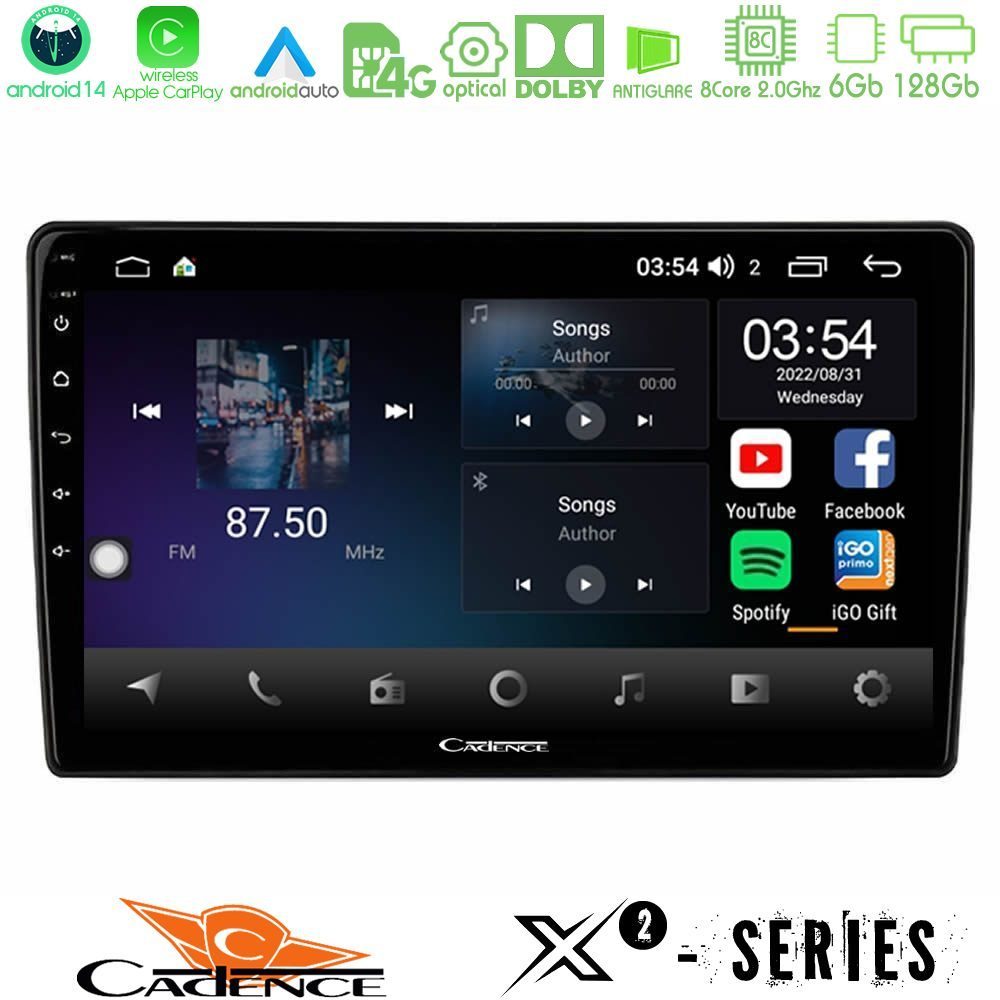 Cadence X2 Series 8Core Android14 6+128GB Dacia / Renault Navigation Multimedia Tablet 9"