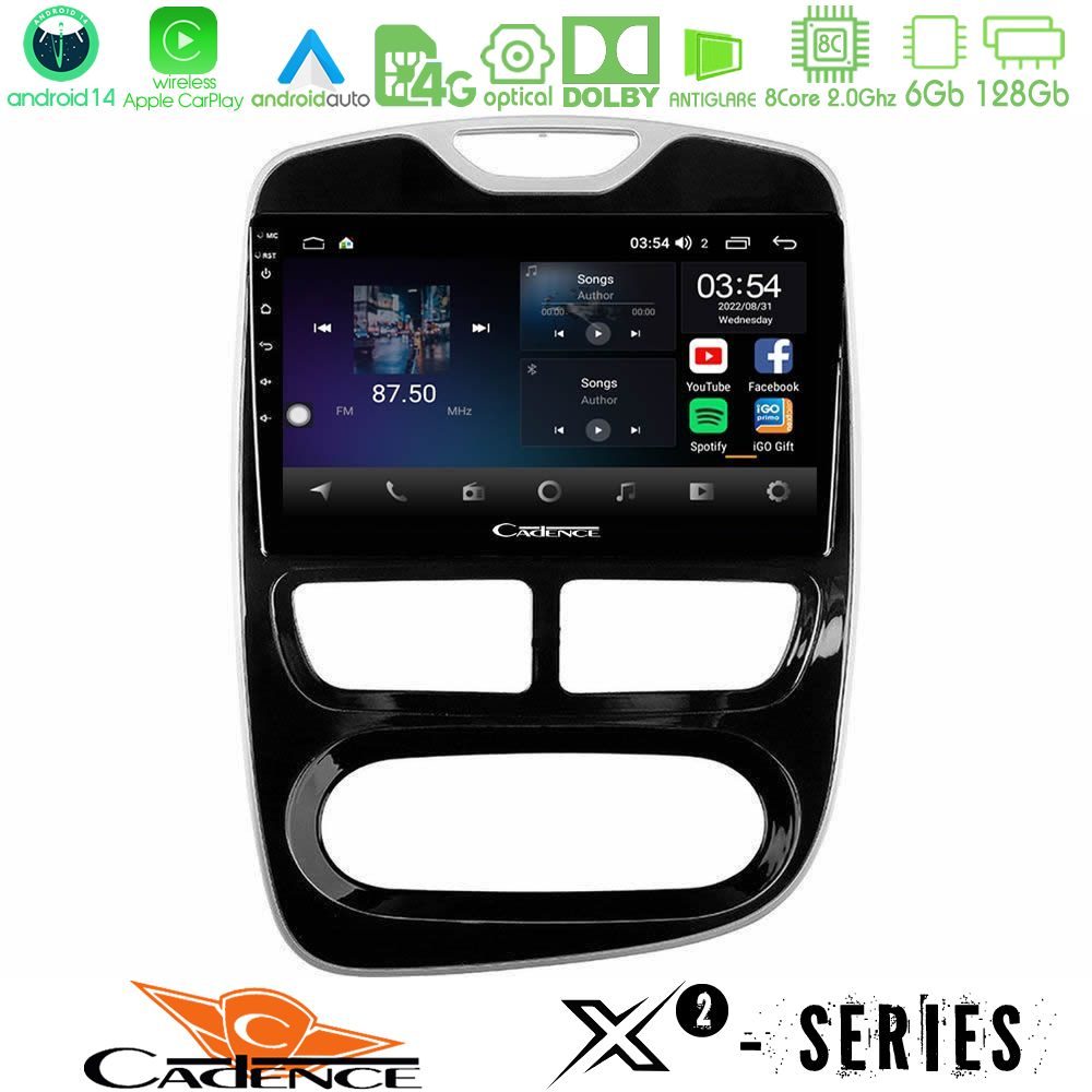 Cadence X2 Series 8Core Android14 6+128GB  Renault Clio 2012-2016 Navigation Multimedia Tablet 9"