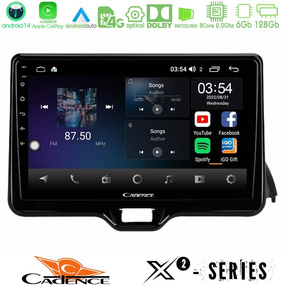 Cadence X2 Series 8Core Android14 6+128GB  Toyota Yaris 2020-> Navigation Multimedia Tablet 10"