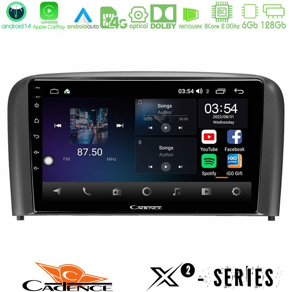 Cadence X2 Series 8Core Android14 6+128GB  Volvo S80 1998-2006 Navigation Multimedia Tablet 9"