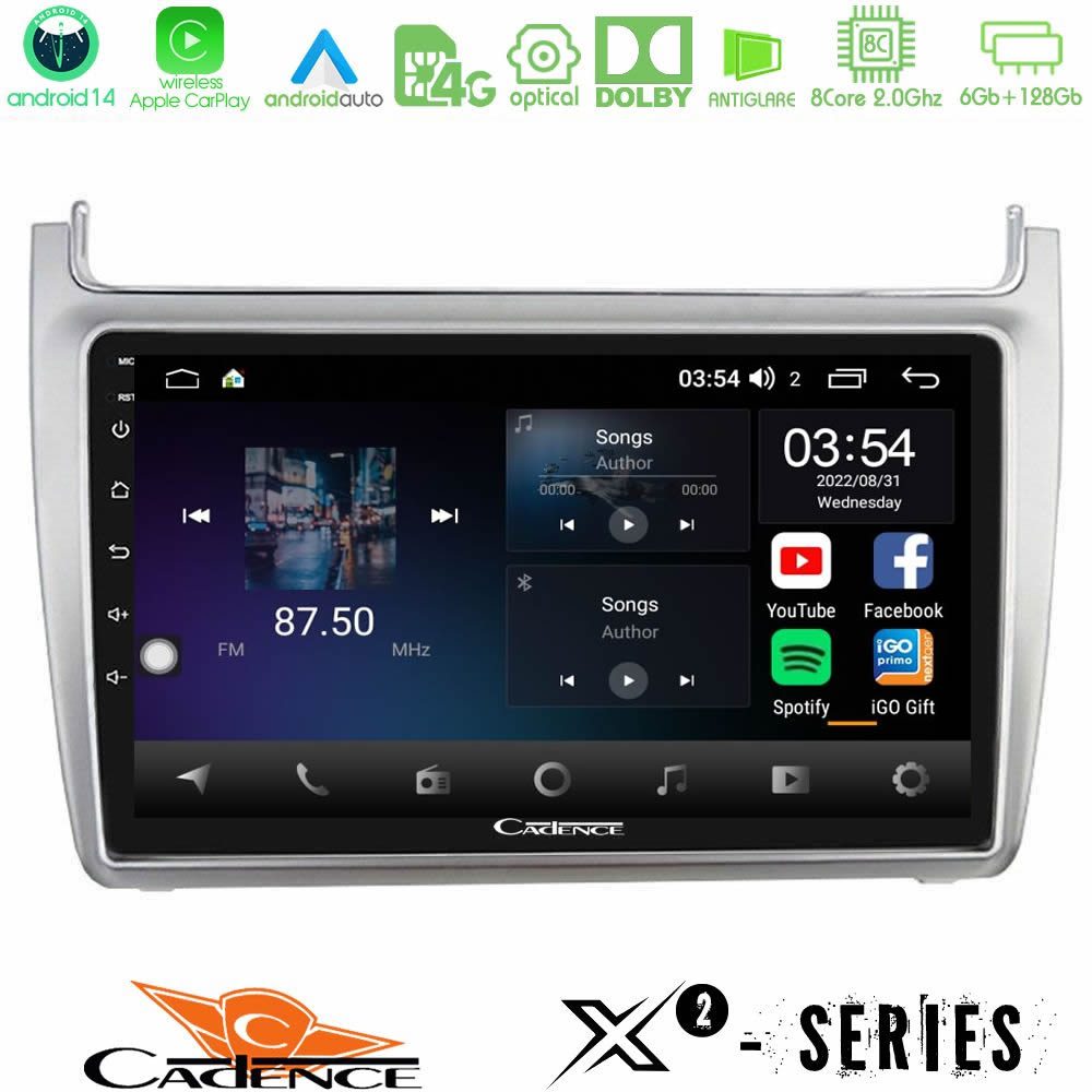 Cadence X2 Series 8Core Android14 6+128GB  Vw Polo 2014-2017 Navigation Multimedia Tablet 9"   (Silver)