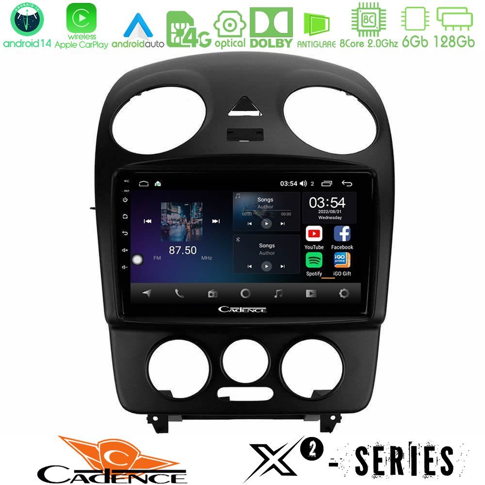 Cadence X2 Series 8Core Android14 6+128GB  VW Beetle Navigation Multimedia Tablet 9"