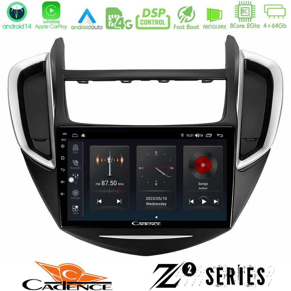Cadence Z2 Series 8Core Android14 4+64GB  Chevrolet Trax 2013-2020 Navigation Multimedia Tablet 9" Με Carplay & Android Auto