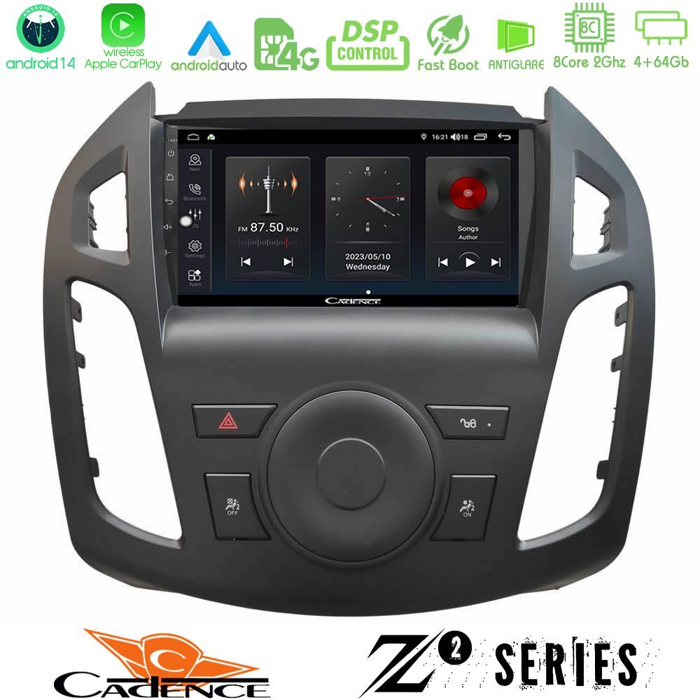 Cadence Z2 Series 8Core Android14 4+64GB Ford Transit Connect 2013-2018 Navigation Multimedia Tablet 9"  Με Carplay & Android Auto