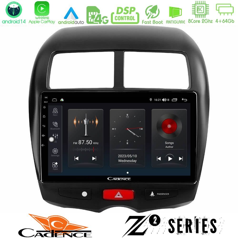 Cadence Z2 Series 8Core Android14 4+64GB  Mitsubishi ASX Navigation Multimedia Tablet 10" Με Carplay & Android Auto
