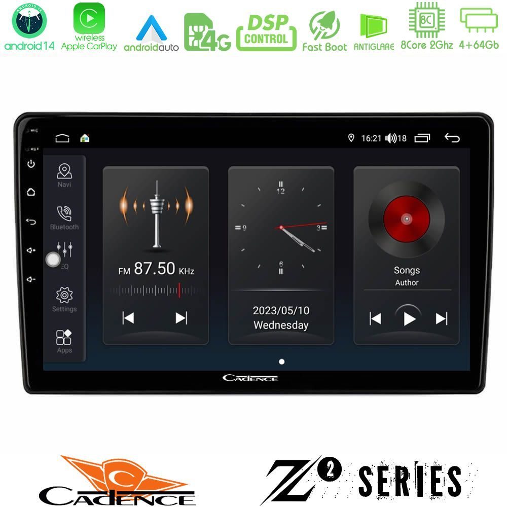 Cadence Z2 Series 8Core Android14 4+64GB Mitsubishi Outlander 2002 – 2007 Navigation Multimedia Tablet 10" Με Carplay & Android Auto