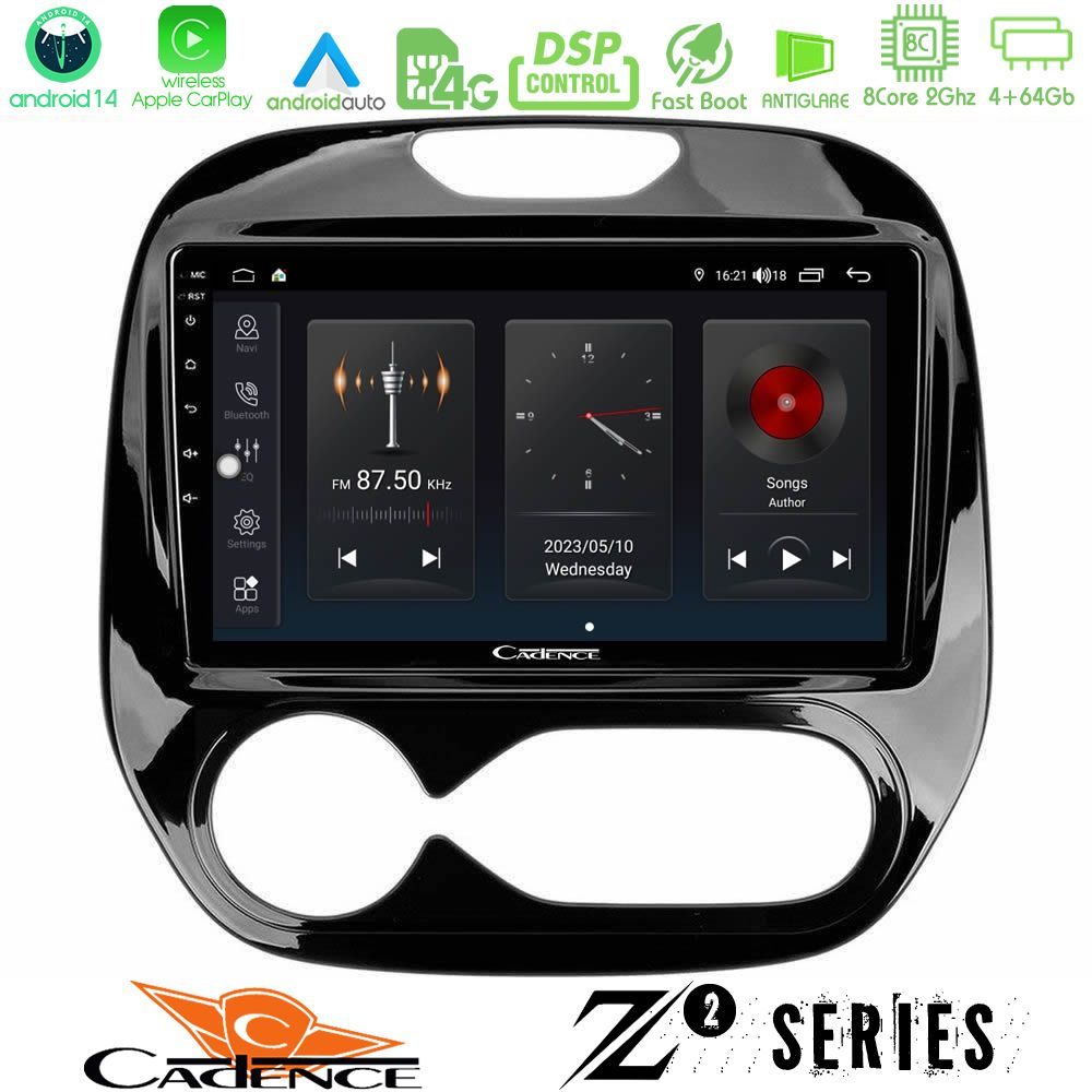 Cadence Z2 Series 8Core Android14 4+64GB     Renault Captur 2013-2019 (Facelift) Navigation Multimedia Tablet 9"  Με Carplay & Android Auto