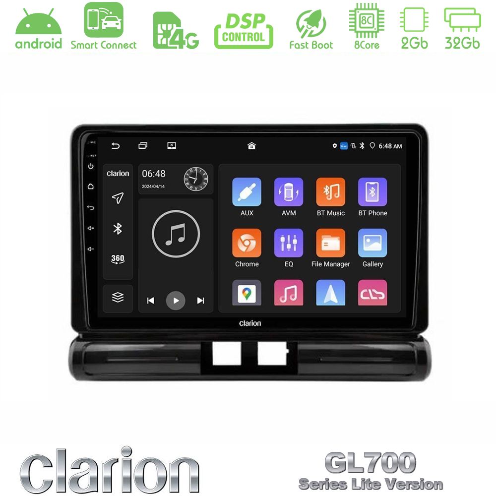 Clarion GL700 Lite Series 8Core Android ClarionOS 2+32GB Citroen C3 2016-> Navigation Multimedia Tablet 9" Με Carplay & Android Auto
