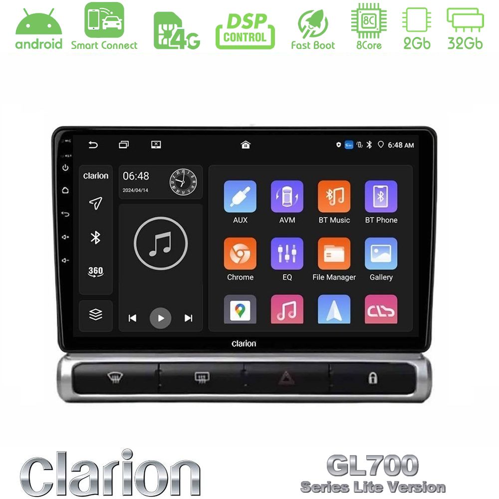 Clarion GL700 Lite Series 8Core Android ClarionOS 2+32GB Citroen C3 2016-> Navigation Multimedia Tablet 9" Με Carplay & Android Auto
