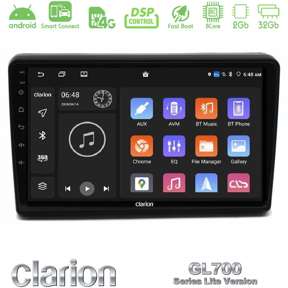 Clarion GL700 Lite Series 8Core Android ClarionOS 2+32GB Citroen C5 2008-2019 Navigation Multimedia Tablet 10" Με Carplay & Android Auto