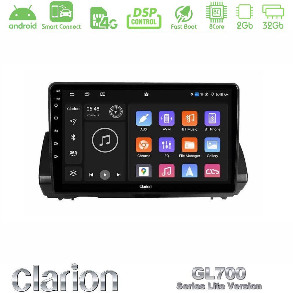 Clarion GL700 Lite Series 8Core Android ClarionOS 2+32GB Dacia Sandero/Logan/Jogger 2022-> Navigation Multimedia Tablet 9" Με Carplay & Android Auto