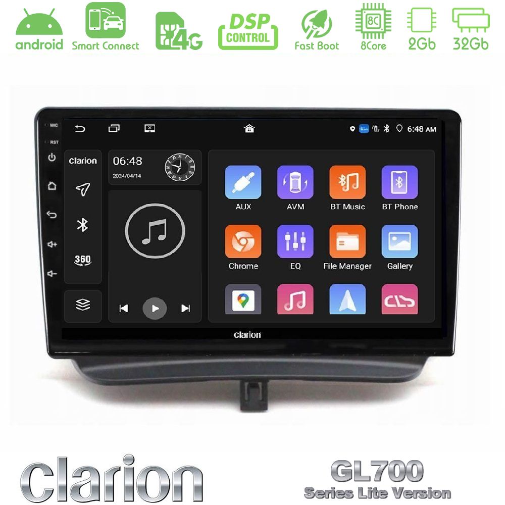 Clarion GL700 Lite Series 8Core Android ClarionOS 2+32GB Ford Courier 2015-2023 Navigation Multimedia Tablet 9" Με Carplay & Android Auto