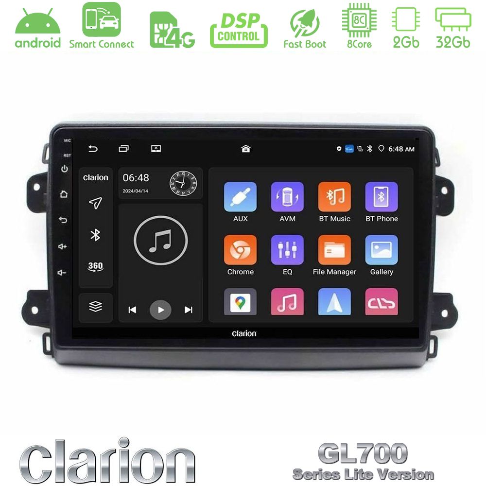 Clarion GL700 Lite Series 8Core Android ClarionOS 2+32GB Citroen/Fiat/Opel Navigation Multimedia Tablet 9" Με Carplay & Android Auto