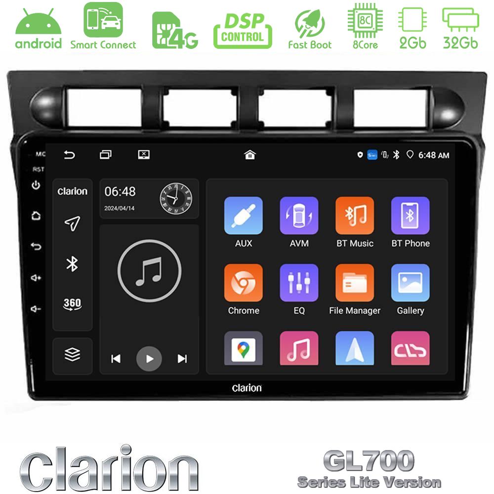 Clarion GL700 Lite Series Kia Picanto 2004-2007 8Core Android ClarionOS 2+32GB Navigation Multimedia Tablet 9" Με Carplay & Android Auto Με Carplay & Android Auto