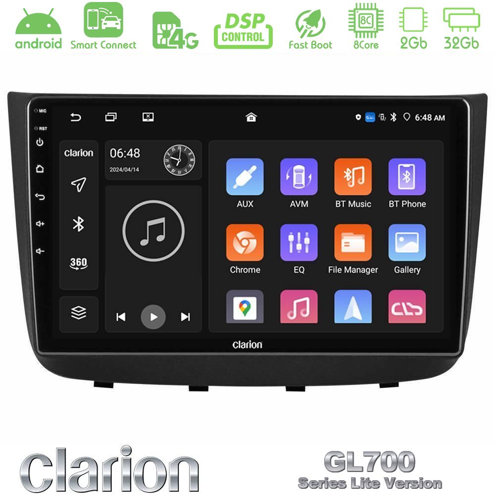Clarion GL700 Lite Series Mercedes Vito/Viano 2003-2006 8Core Android ClarionOS 2+32GB Navigation Multimedia Tablet 10" Με Carplay & Android Auto