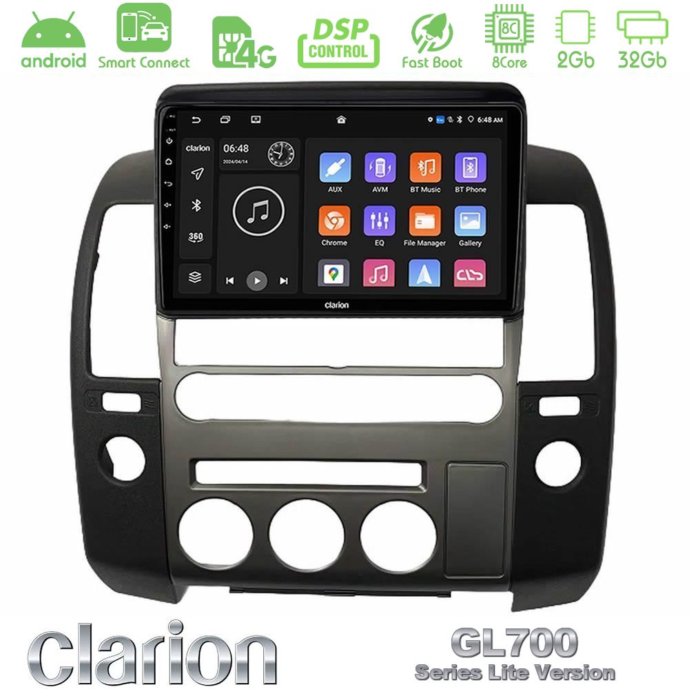Clarion GL700 Lite Series 8Core Android ClarionOS 2+32GB  Nissan Navara D40 2006-2012 (με εργ.οθόνη) Navigation Multimedia Tablet 9" Με Carplay & Android Auto