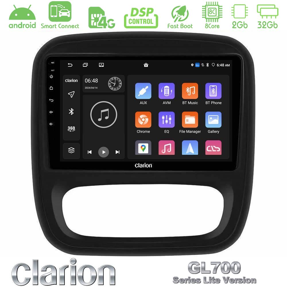 Clarion GL700 Lite Series 8Core Android ClarionOS 2+32GB Renault/Nissan/Opel/Fiat Navigation Multimedia Tablet 9" Με Carplay & Android Auto