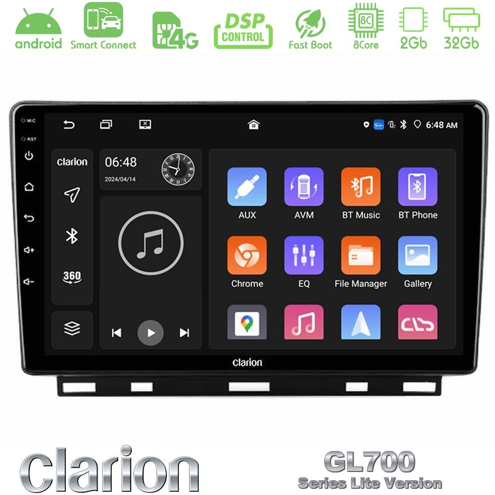 Clarion GL700 Lite Series 8Core Android ClarionOS 2+32GB Renault Clio 5 2020-2025 Navigation Multimedia Tablet 9" Με Carplay & Android Auto