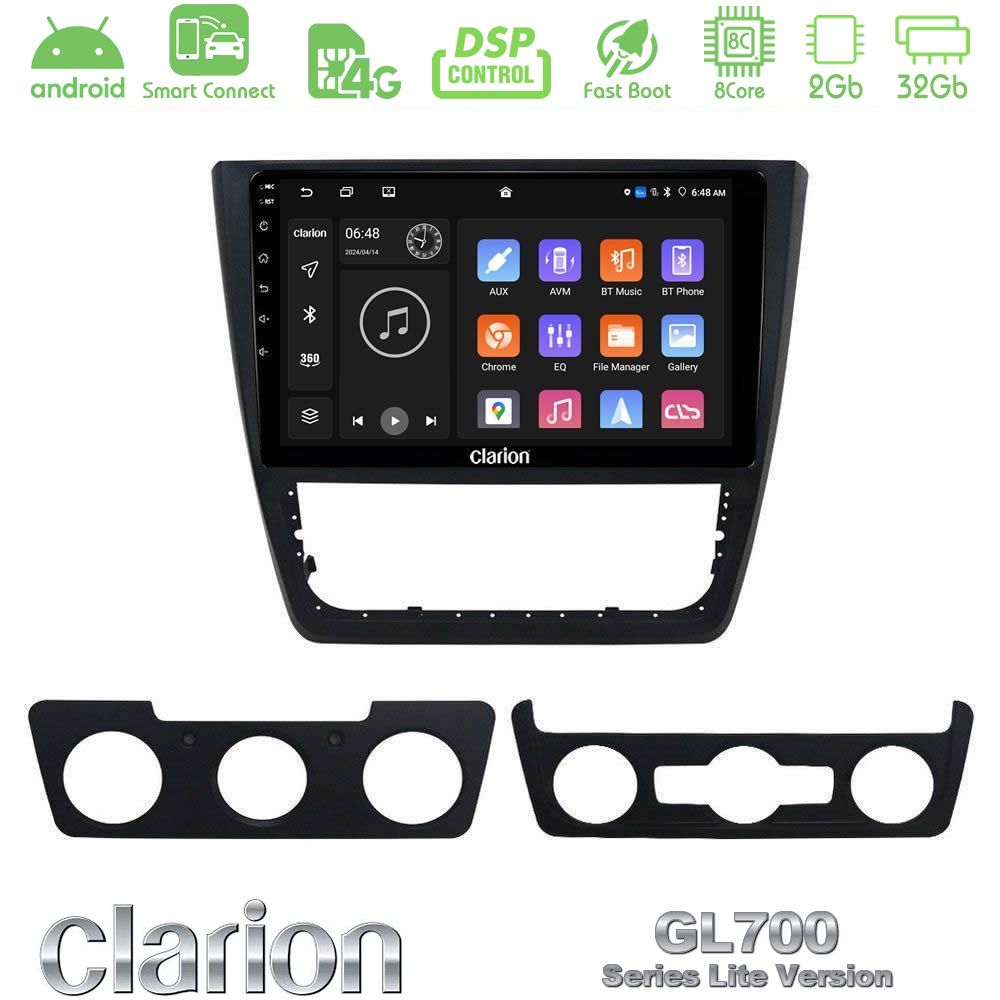 Clarion GL700 Lite Series 8Core Android ClarionOS 2+32GB Skoda Yeti 2009-> Navigation Multimedia Tablet 10" Με Carplay & Android Auto