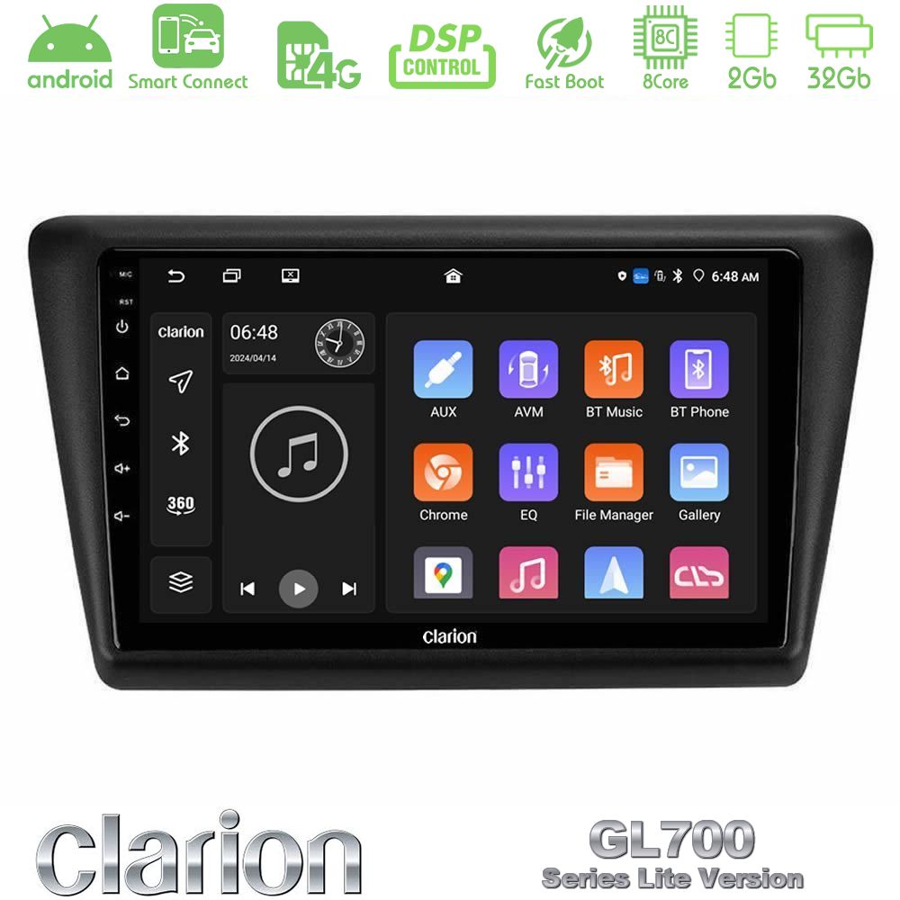 Clarion GL700 Lite Series 8Core Android ClarionOS 2+32GB Skoda Rapid 2013-2017 Navigation Multimedia Tablet 9" Με Carplay & Android Auto
