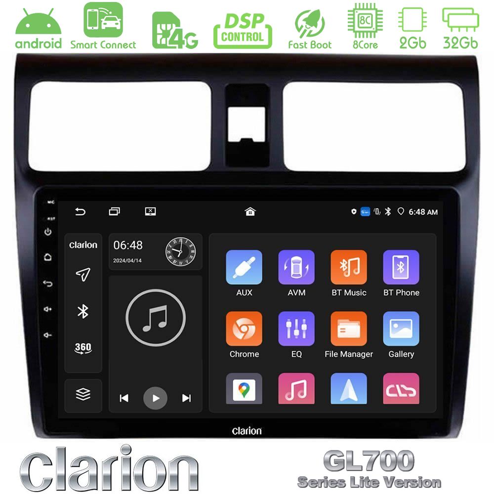 Clarion GL700 Lite Series 8Core Android ClarionOS 2+32GB Suzuki Swift 2005-2010 Navigation Multimedia Tablet 10" Με Carplay & Android Auto