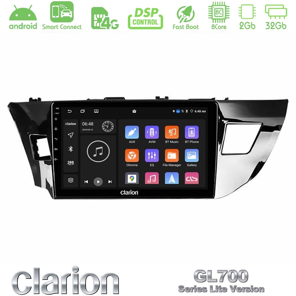 Clarion GL700 Lite Series 8Core Android ClarionOS 2+32GB Toyota Corolla 2014-2016 Navigation Multimedia Tablet 10" Με Carplay & Android Auto
