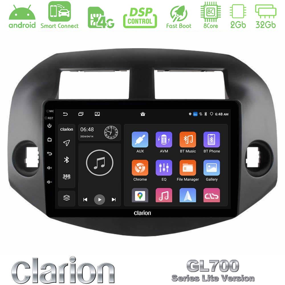 Clarion GL700 Lite Series 8Core Android ClarionOS 2+32GB Toyota Rav4 2006-2012 Navigation Multimedia Tablet 10" Με Carplay & Android Auto
