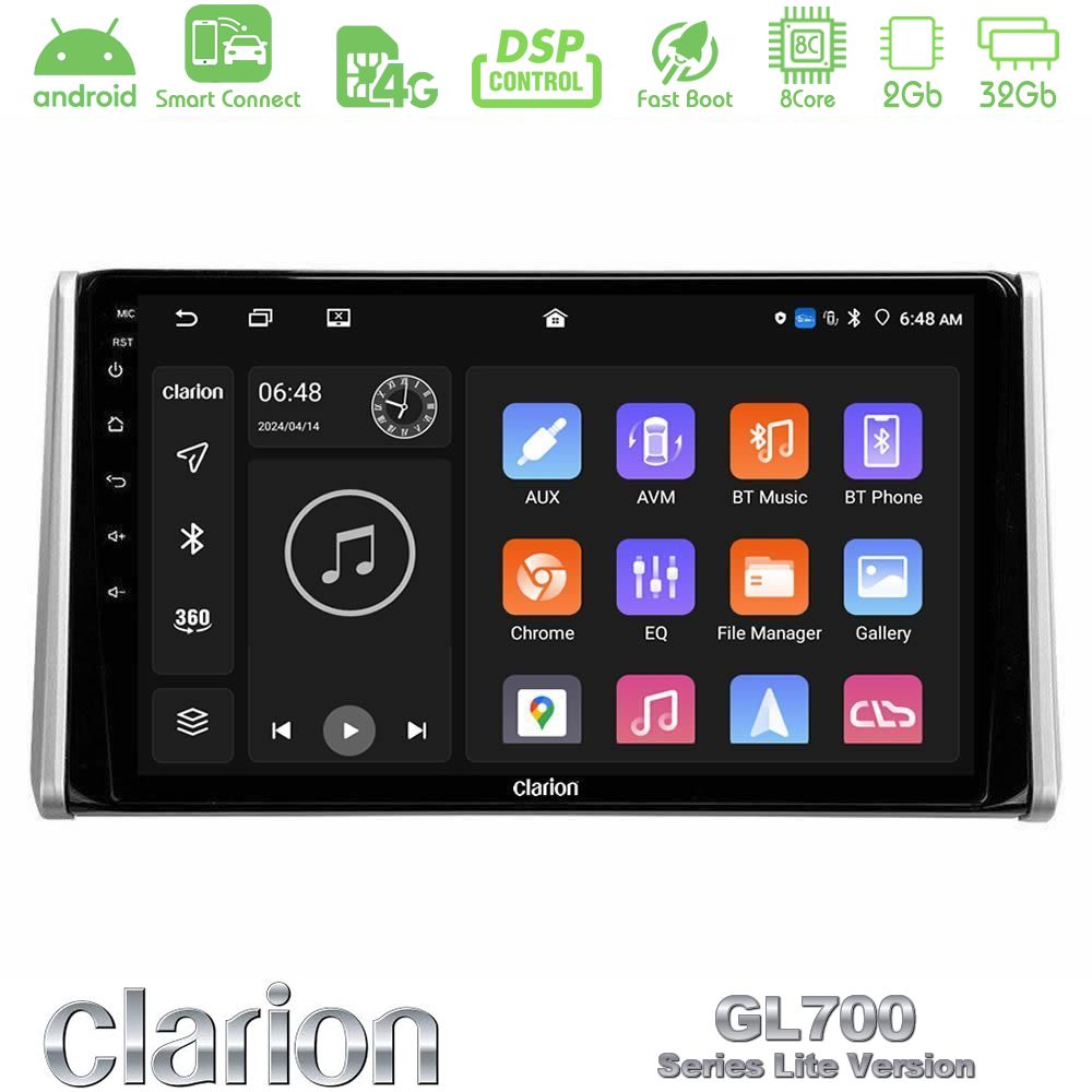 Clarion GL700 Lite Series 8Core Android ClarionOS 2+32GB Toyota RAV4 2019-2023 Navigation Multimedia Tablet 10" Με Carplay & Android Auto