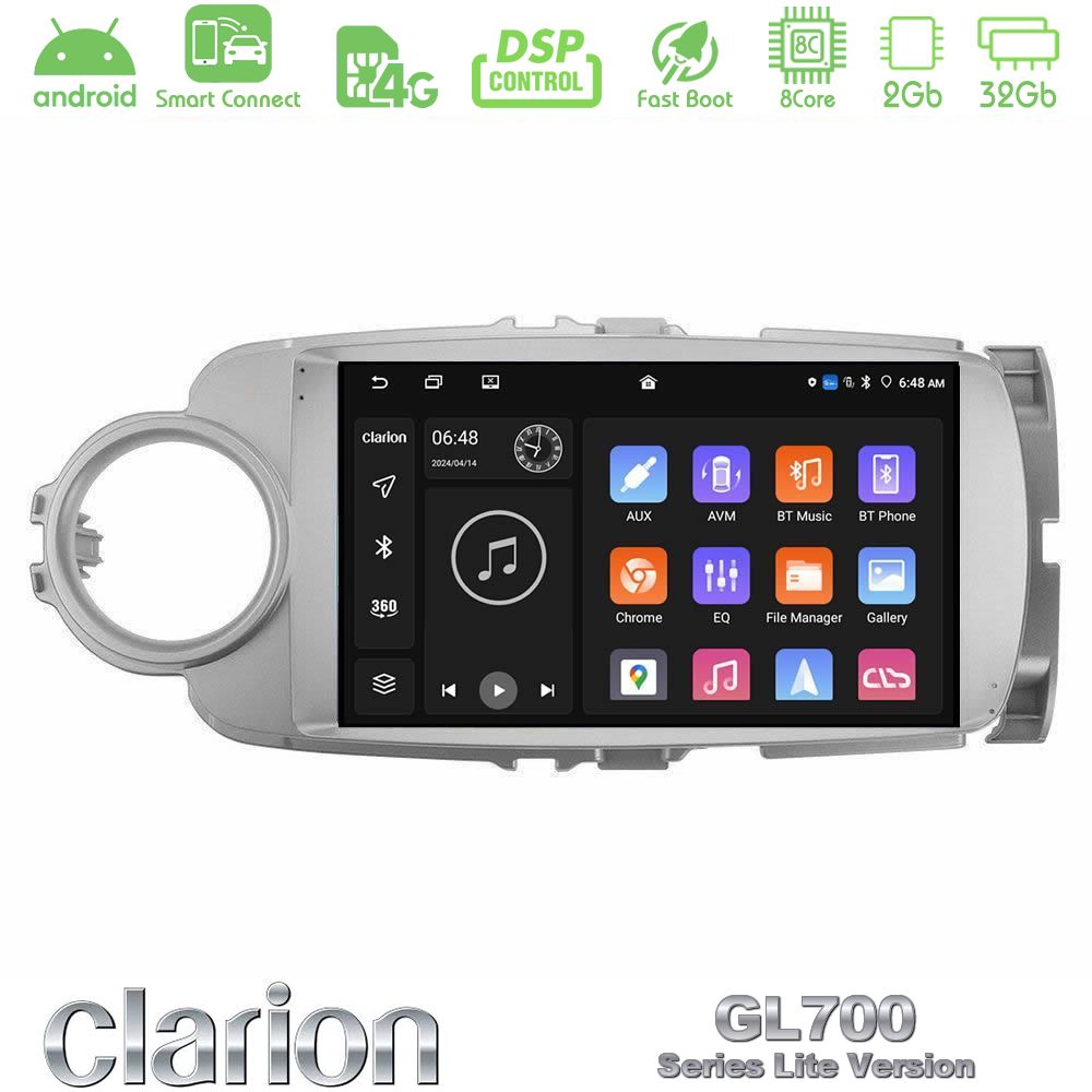 Clarion GL700 Lite Series 8Core Android ClarionOS 2+32GB Toyota Yaris Navigation Multimedia Tablet 9" Με Carplay & Android Auto