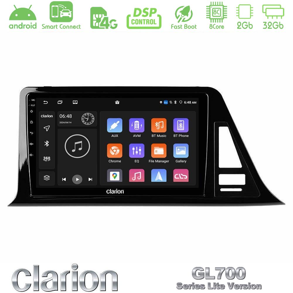 Clarion GL700 Lite Series 8Core Android ClarionOS 2+32GB Toyota CH-R Navigation Multimedia Tablet 9" Με Carplay & Android Auto