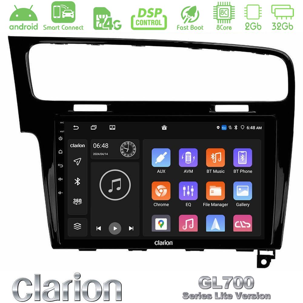 Clarion GL700 Lite Series 8Core Android ClarionOS 2+32GB VW GOLF 7 Navigation Multimedia Tablet 10" Με Carplay & Android Auto