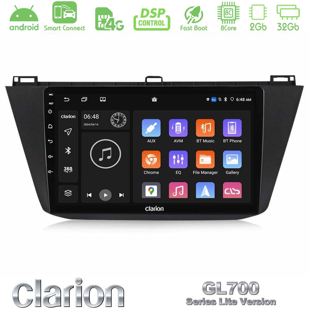 Clarion GL700 Lite Series Vw Tiguan 2016-2022 8Core Android ClarionOS 2+32GB Navigation Multimedia Tablet 10" Με Carplay & Android Auto