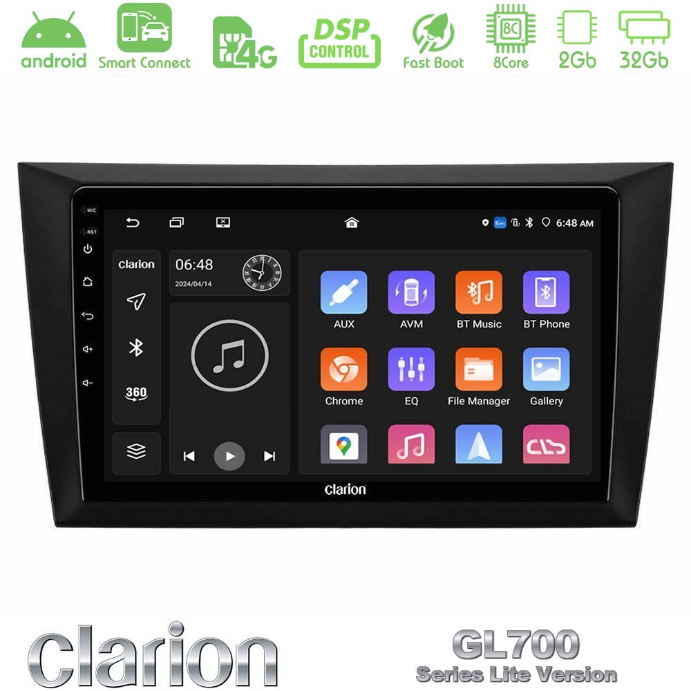 Clarion GL700 Lite Series 8Core Android ClarionOS 2+32GB Vw Golf 6 Navigation Multimedia Tablet 9" Με Carplay & Android Auto