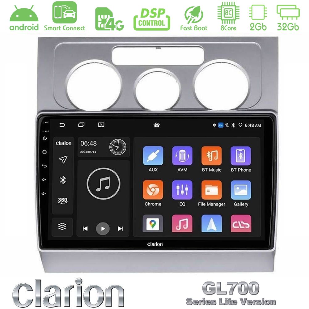Clarion GL700 Lite Series 8Core Android ClarionOS 2+32GB VW Touran 2003-2011 Navigation Multimedia Tablet 10" Με Carplay & Android Auto
