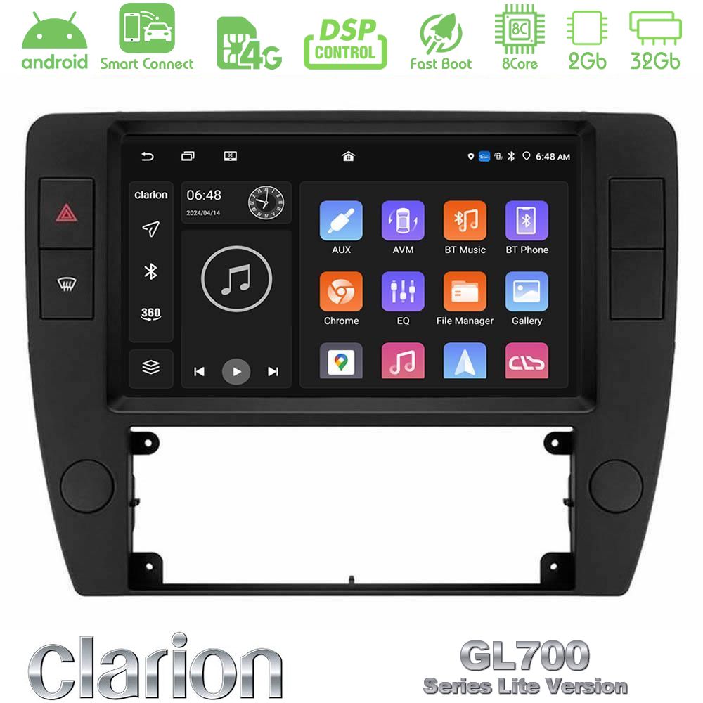 Clarion GL700 Lite Series 8Core Android ClarionOS 2+32GB VW Passat B5 2001-2005 Navigation Multimedia Tablet 9" Με Carplay & Android Auto