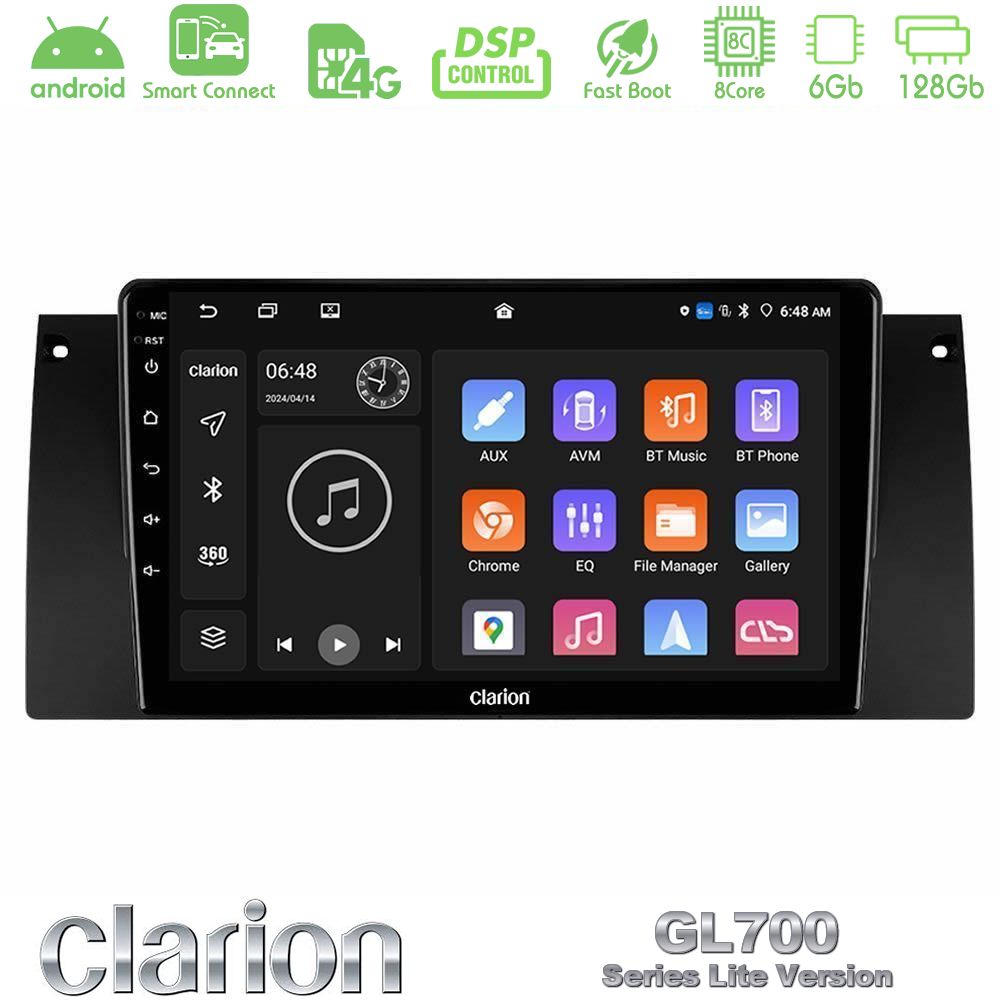 Clarion GL700 Lite Series 8Core Android ClarionOS 6+128GB BMW 5 Series (E39) / X5 (E53) Navigation Multimedia Tablet 9" Με Carplay & Android Auto