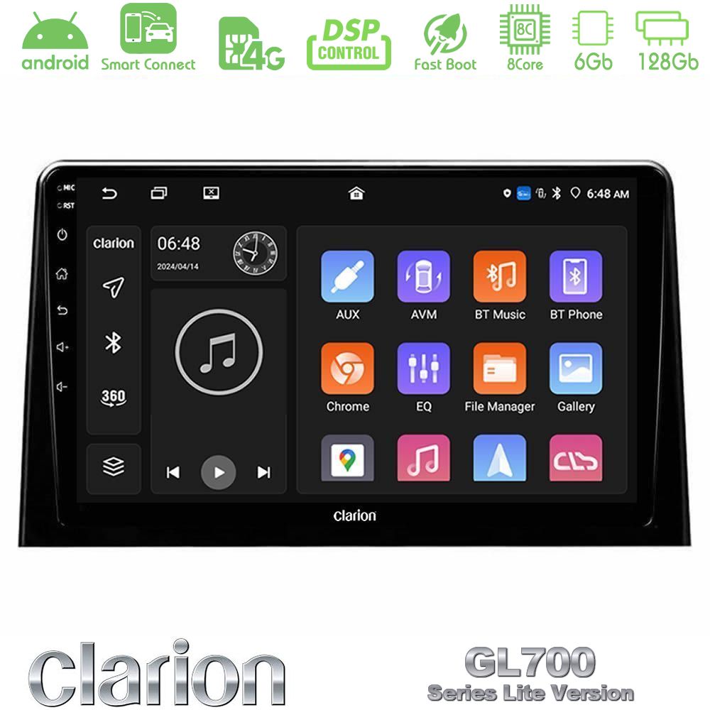 Clarion GL700 Lite Series 8Core Android ClarionOS 6+128GB Peugeot Partner / Citroen Berlingo 2020-> Navigation Multimedia Tablet 10" Με Carplay & Android Auto