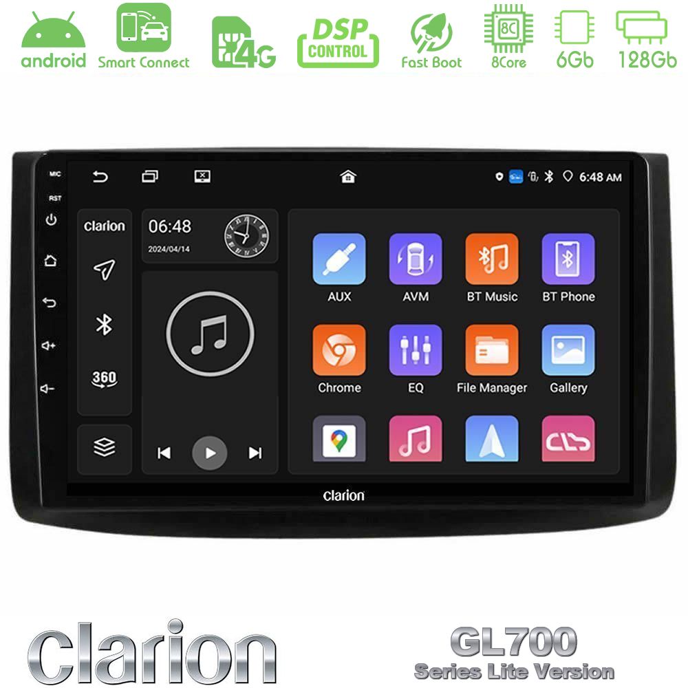 Clarion GL700 Lite Series 8Core Android ClarionOS 6+128GB Chevrolet Aveo 2006-2010 Navigation Multimedia Tablet 9" Με Carplay & Android Auto
