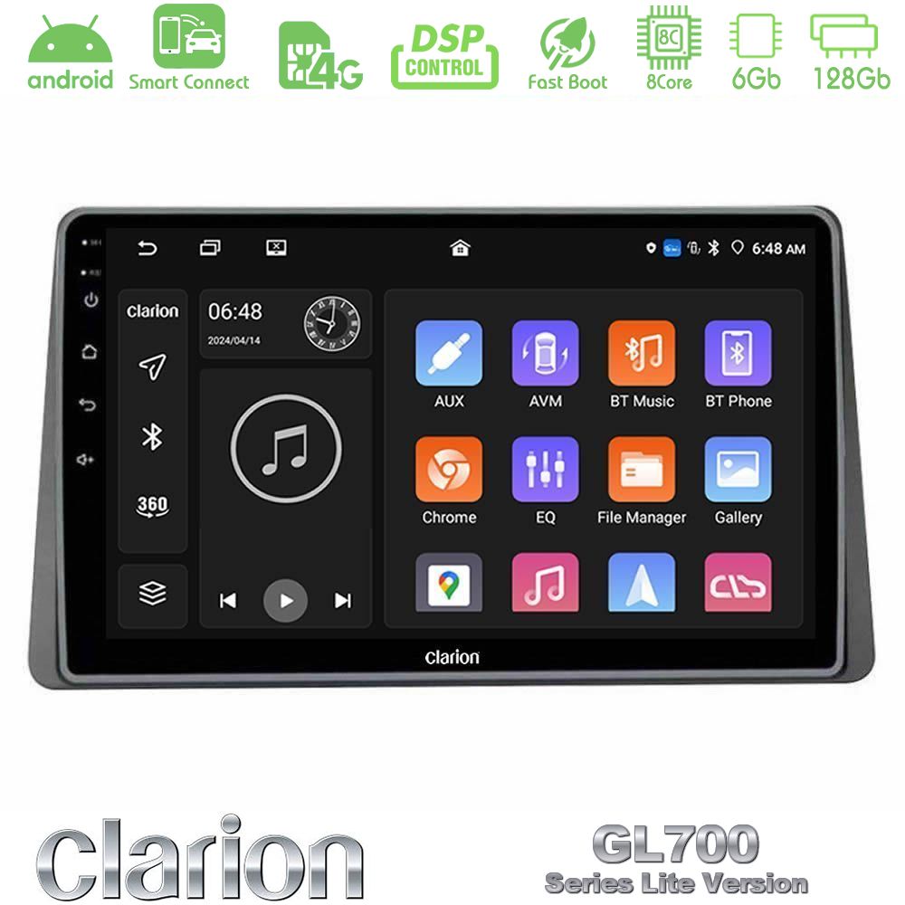 Clarion GL700 Lite Series 8Core Android ClarionOS 6+128GB Dacia Duster 2019-> Navigation Multimedia Tablet 10" Με Carplay & Android Auto
