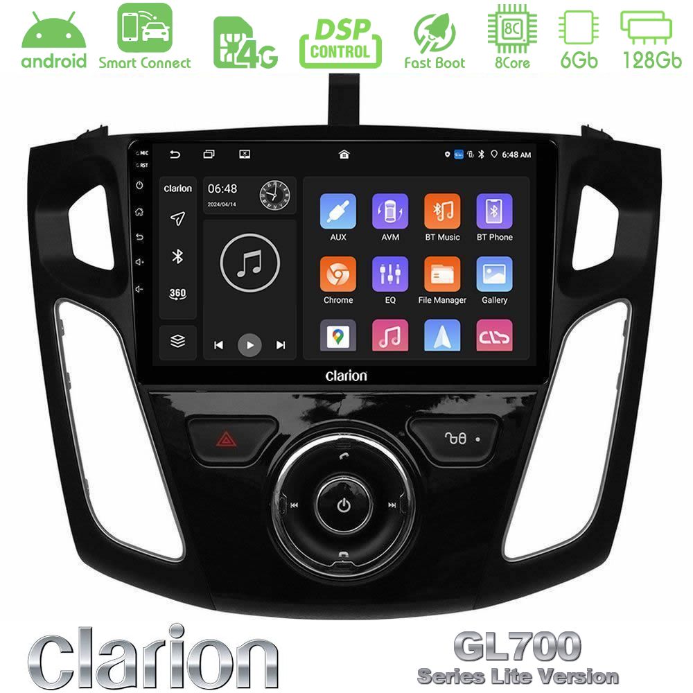 Clarion GL700 Lite Series 8Core Android ClarionOS 6+128GB Ford Focus 2012-2018 Navigation Multimedia Tablet 9" Με Carplay & Android Auto
