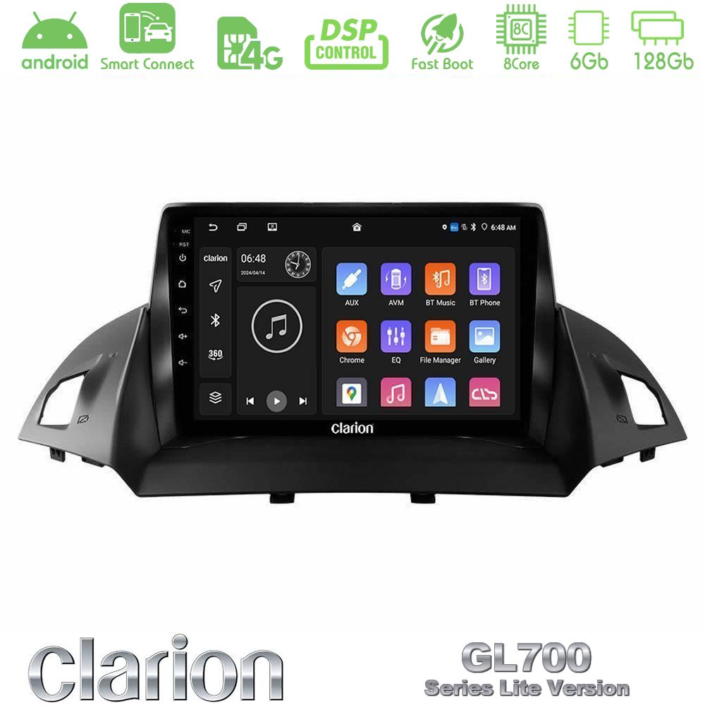 Clarion GL700 Lite Series 8Core Android ClarionOS 6+128GB Ford C-Max/Kuga Navigation Multimedia Tablet 9" Με Carplay & Android Auto