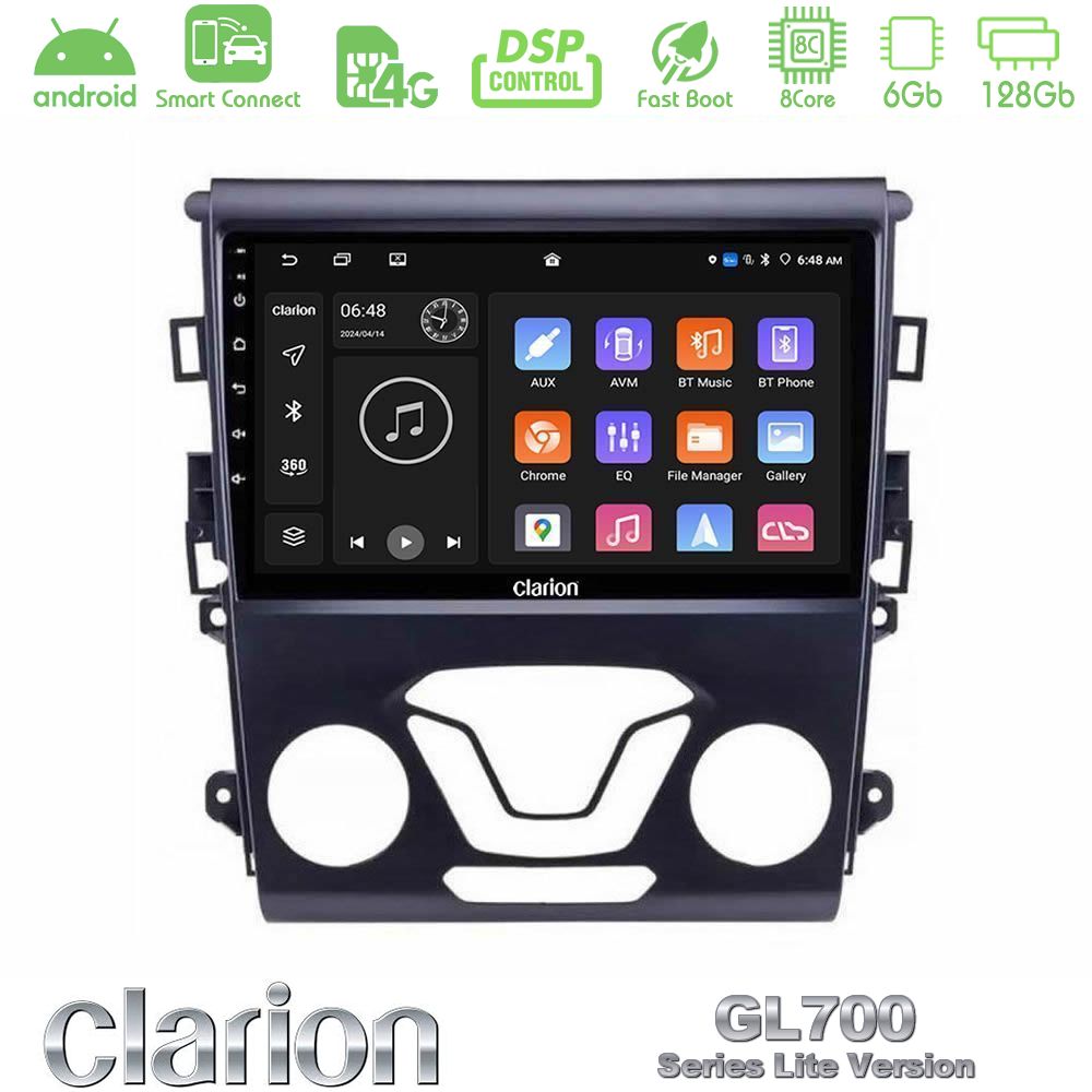 Clarion GL700 Lite Series 8Core Android ClarionOS 6+128GB Ford Mondeo 2014-2017 Navigation Multimedia Tablet 9" Με Carplay & Android Auto