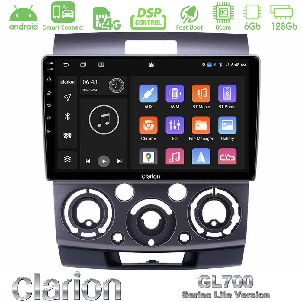 Clarion GL700 Lite Series 8Core Android ClarionOS 6+128GB Ford Ranger/Mazda BT50 Navigation Multimedia Tablet 9" Με Carplay & Android Auto