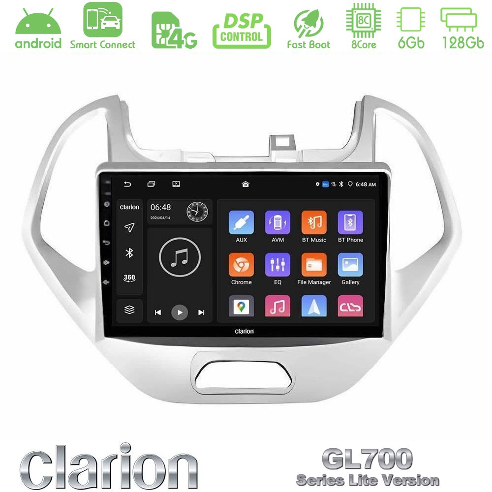 Clarion GL700 Lite Series 8Core Android ClarionOS 6+128GB Ford KA 2016-2020 Navigation Multimedia Tablet 9" Με Carplay & Android Auto
